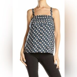 Theory Women’s Silk Blue Ralfinn Ikat Floral Camisole Top - Small
